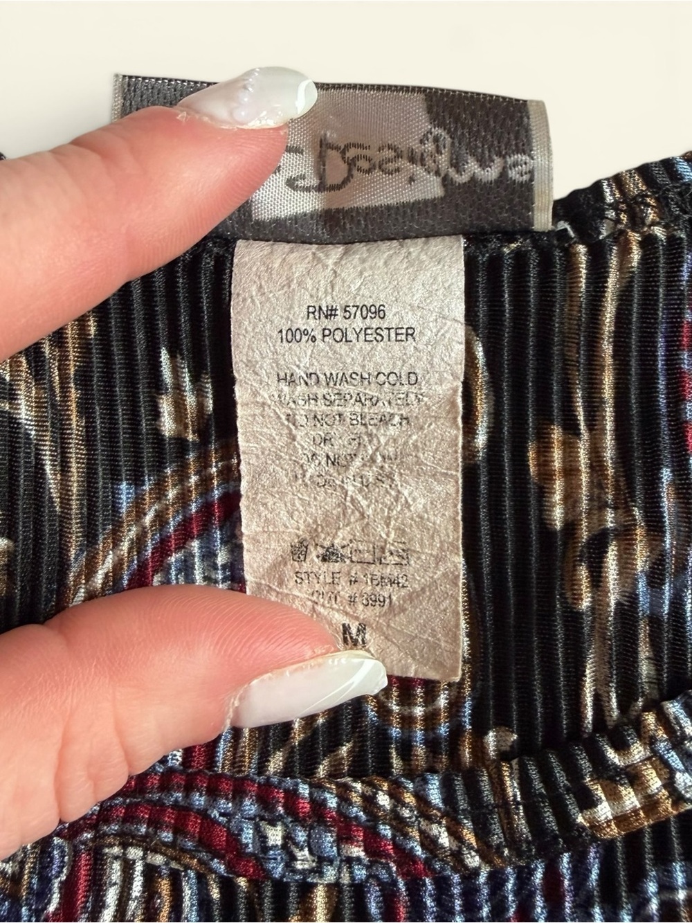 Vintage E.R. Designs Paisley Plisse Pleated Tank Top Women's Medium Y2K Black - Picture 7 of 7
